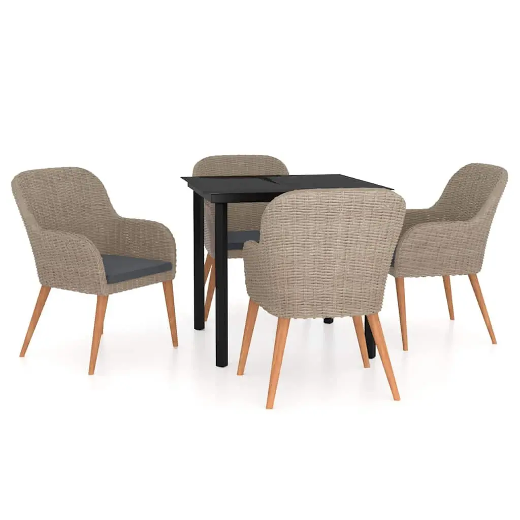 Garden Dining Set 5 Piece Outdoor Furniture Brown with Cushions