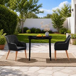 Chic Black Garden Dining Set – 3-Piece Comfort