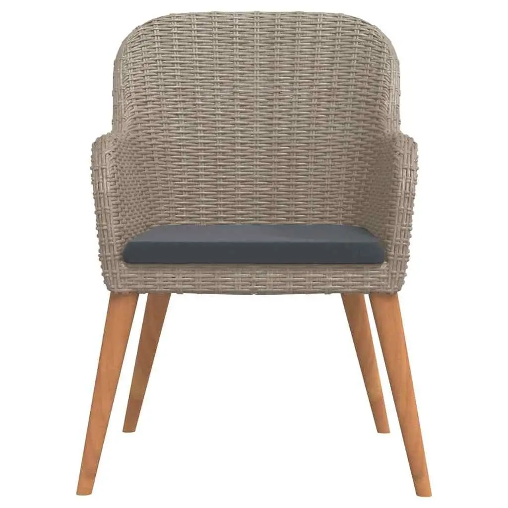 Garden Dining Set 3 Piece Outdoor Furniture Table with Glass Top and Chairs with Cushions Brown