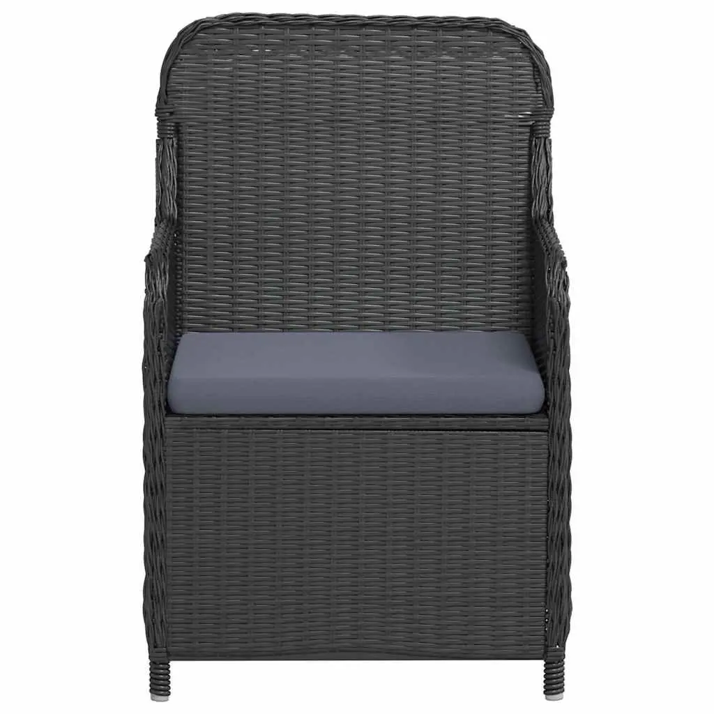 5 Piece Rattan Chair Outdoor Dining Set with Glass Table and Black Steel Frame for Garden or Patio