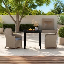 Garden Dining Set 3 Piece Outdoor Furniture Brown Patio Table Chairs Cushions