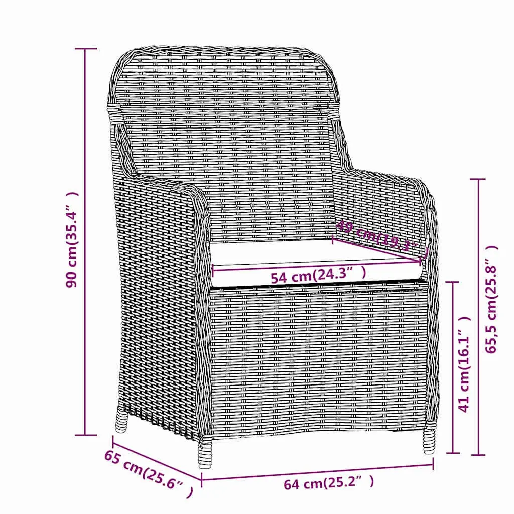 5 Piece Garden Dining Set Black Outdoor Patio Furniture with Cushions Glass Top