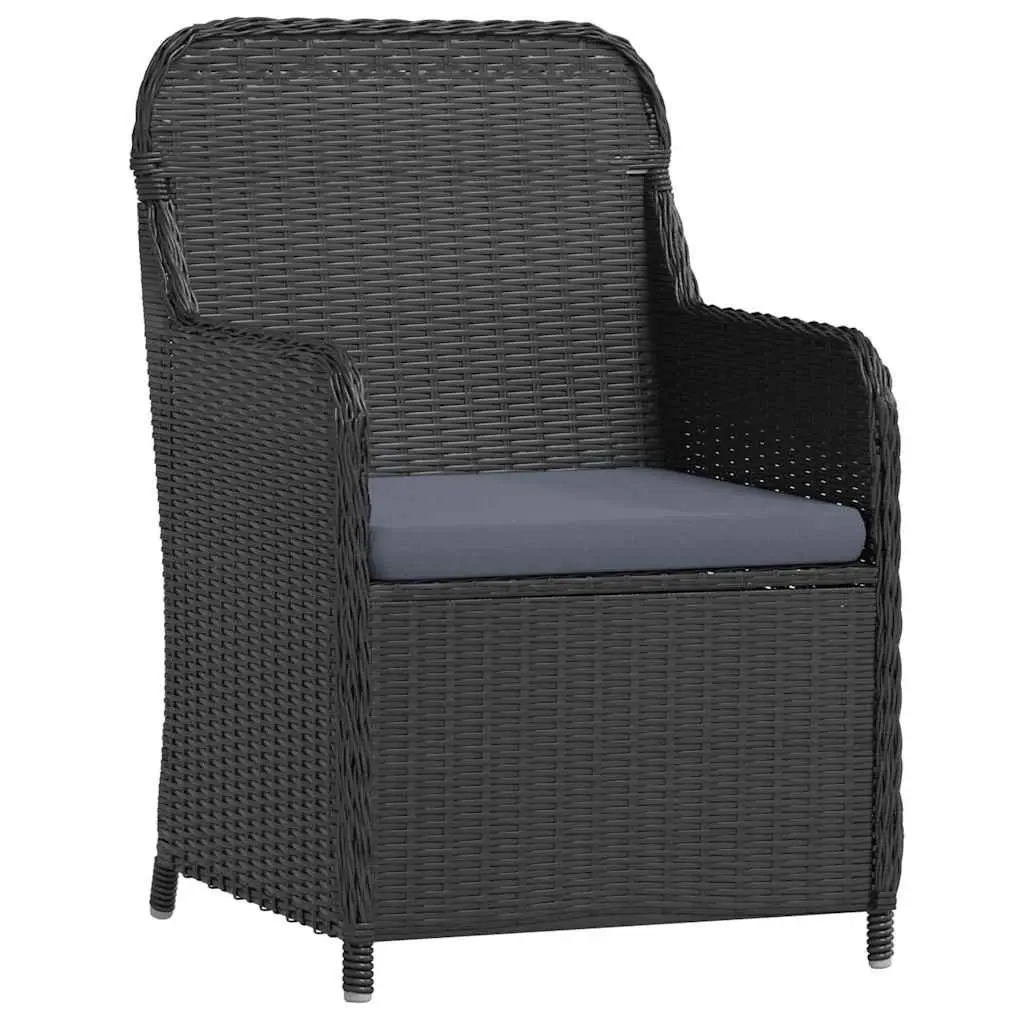 5 Piece Outdoor Dining Set Black Garden Patio Furniture with Cushions Glass Top