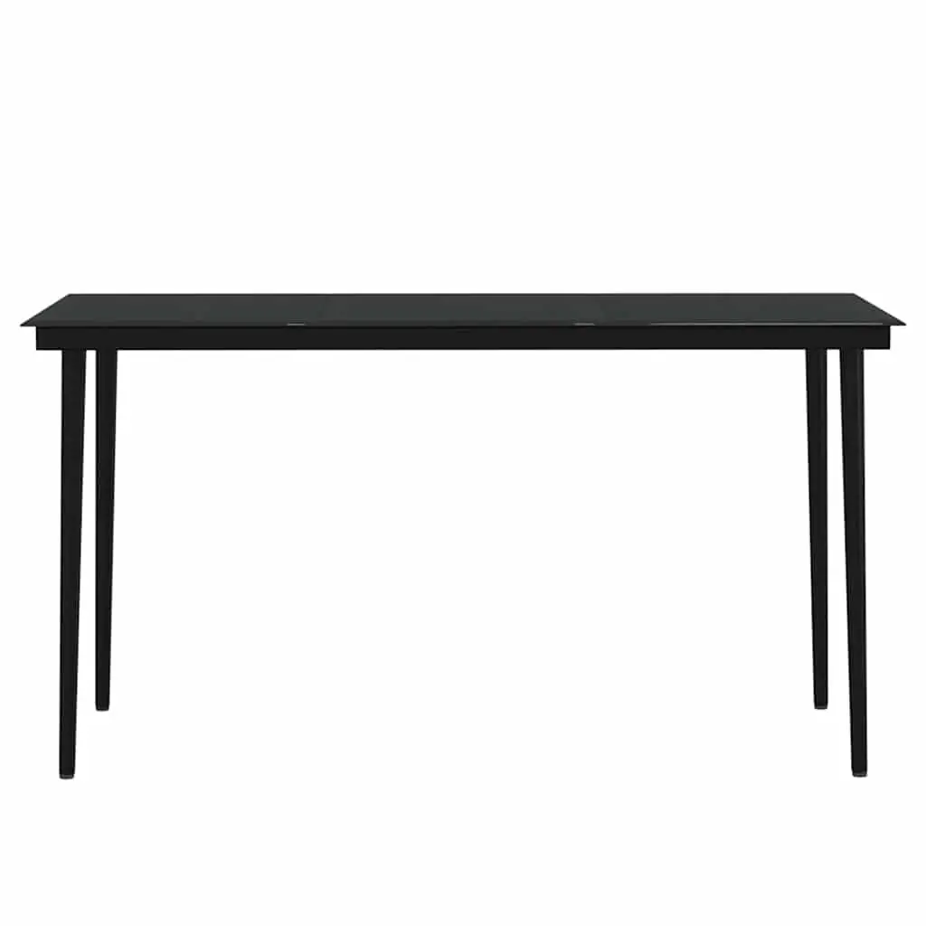 5 Piece Outdoor Dining Set Black Garden Patio Furniture with Cushions Glass Top