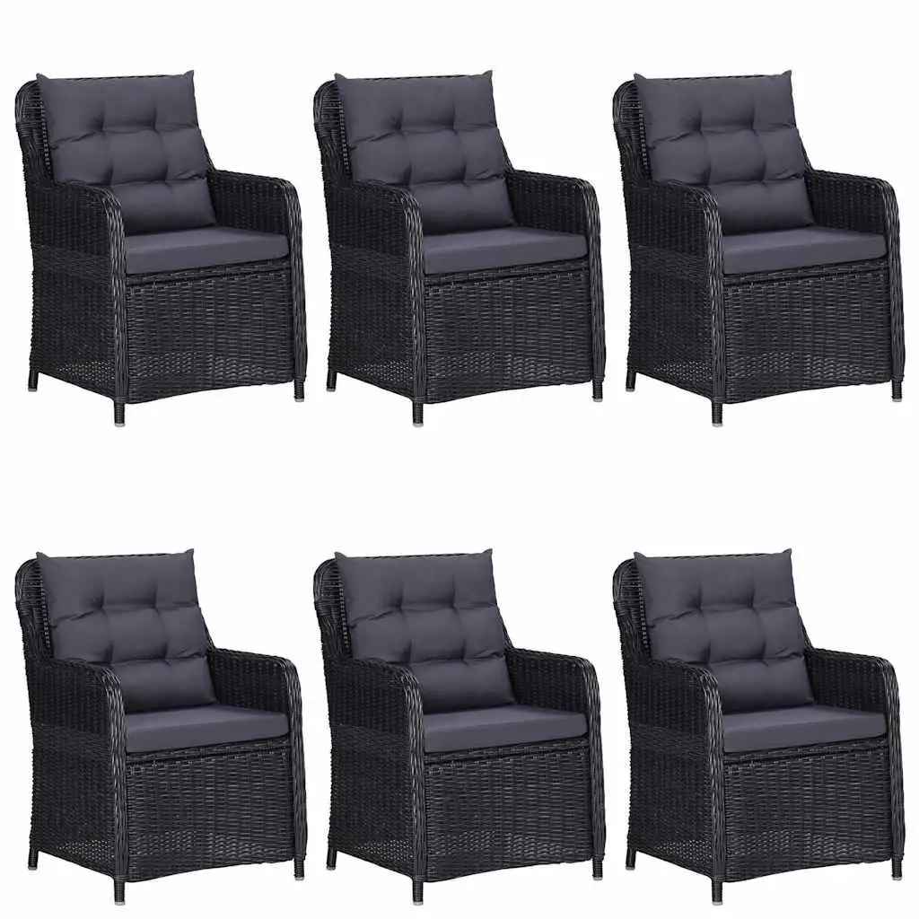 7 Piece Garden Dining Set Outdoor Furniture Black Steel Frame PE Rattan Chairs