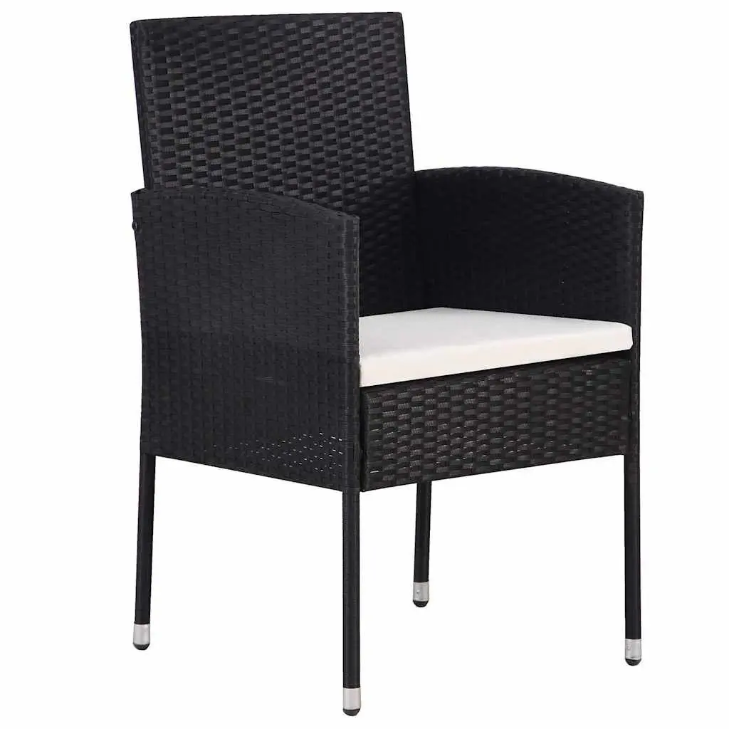 5 Piece Black Steel Frame Garden Dining Set with Glass Tabletop for Outdoor Use