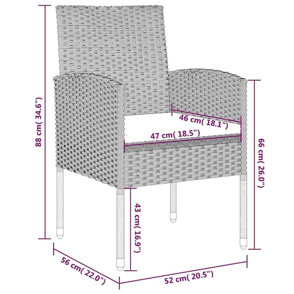 5 Piece Outdoor Garden Dining Set Black Steel Frame PE Rattan Chairs Glass Table