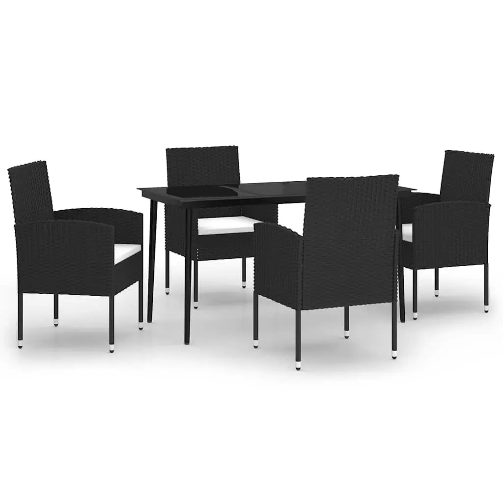 5 Piece Garden Dining Set Glass Top Steel Frame Outdoor Patio Furniture