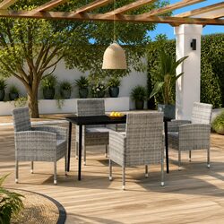 5 Piece Garden Dining Set Anthracite Outdoor Furniture Patio Table Chairs