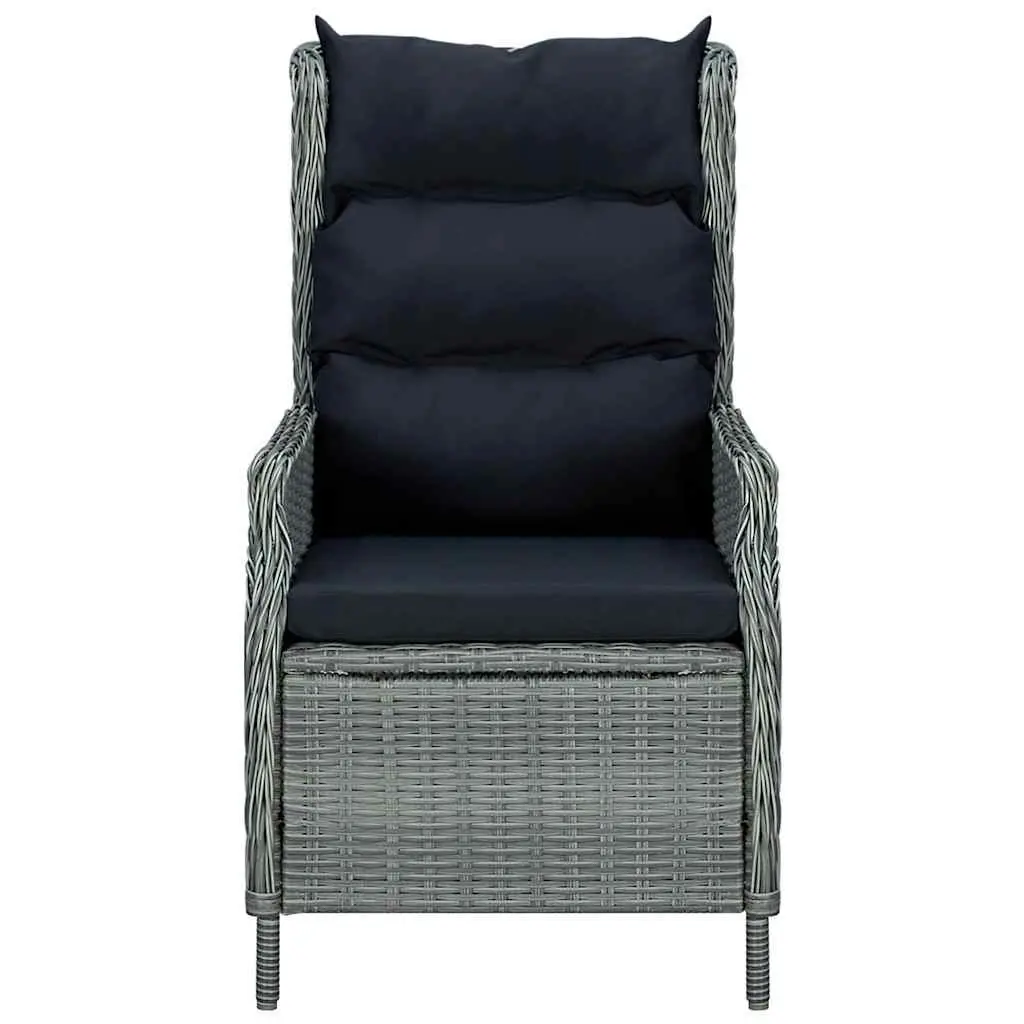 Garden Dining Set 3 Piece Outdoor Furniture Grey Reclining Chairs Glass Table