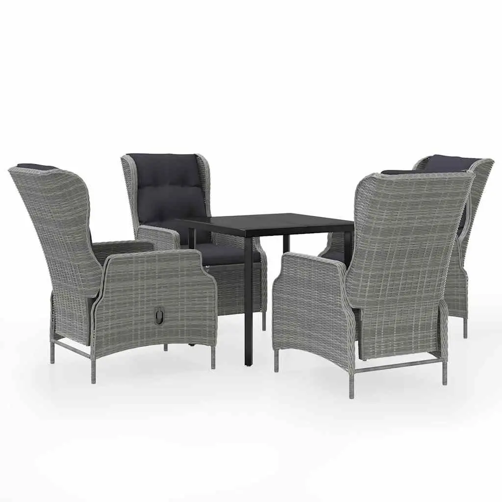 5 Piece Garden Dining Set Outdoor Patio Furniture Reclining Chairs Glass Table