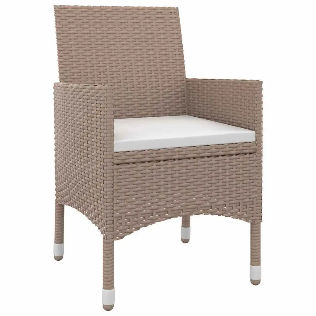 Garden Dining Set 5 Piece Outdoor Furniture Weather Resistant PE Rattan Glass Table Chairs Beige