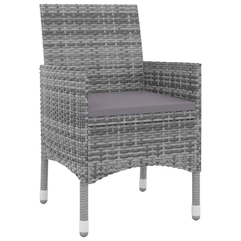 Garden Dining Set 5 Piece Outdoor Furniture Grey Poly Rattan Glass Table Chairs