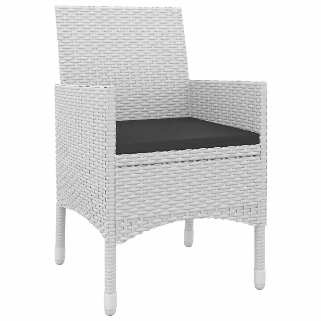 5 Piece Garden Dining Set Outdoor Weather-resistant PE Rattan White Chairs Glass Table