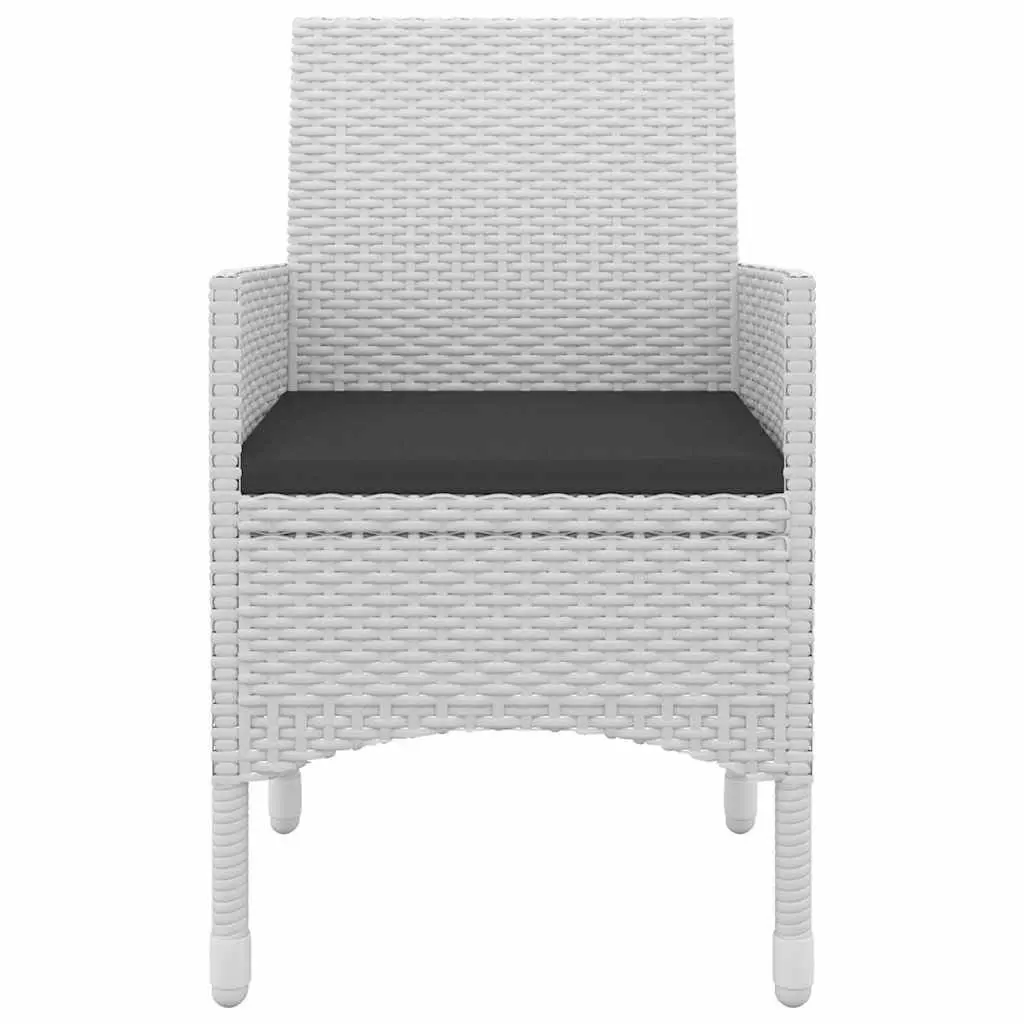 5 Piece Garden Dining Set Outdoor Weather-resistant PE Rattan White Chairs Glass Table