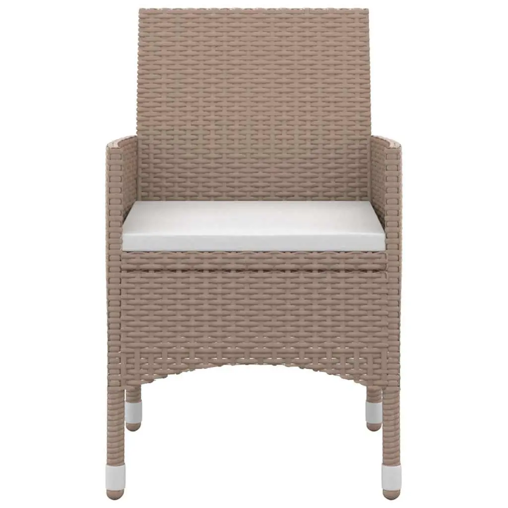Garden Dining Set 5 Piece Outdoor Furniture Rattan Chairs Glass Table Beige