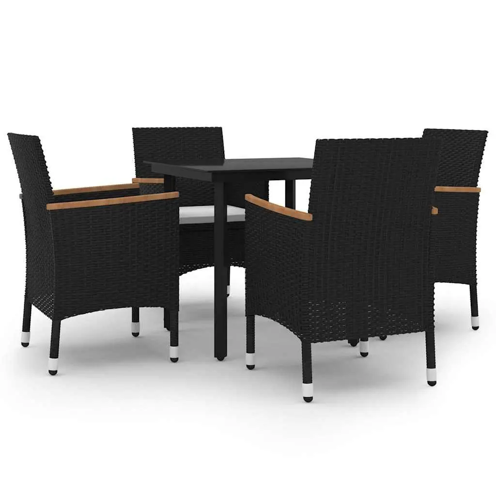 Garden Dining Set 5 Piece Outdoor Rattan Chair Table Glass Top