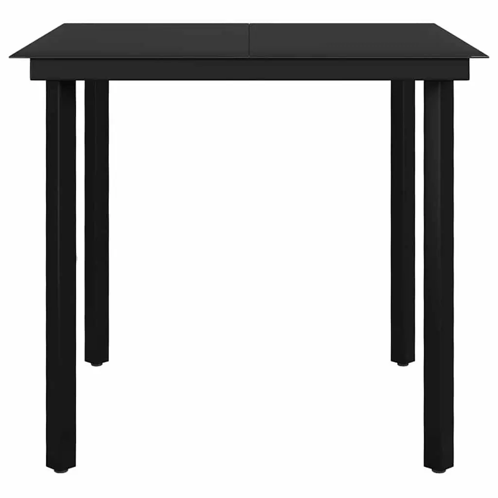 Outdoor Dining Set Grey PE Rattan Chairs Glass Table 3 Piece