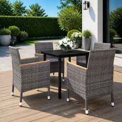 Your Outdoor Retreat Awaits: 5 Piece Grey Dining Set
