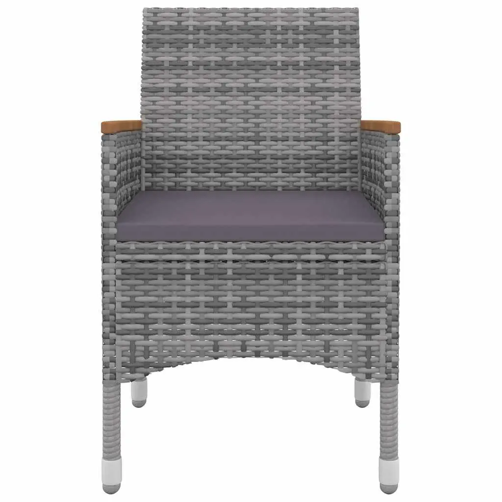 Outdoor Furniture Set 5 Piece Grey Poly Rattan Chairs Glass Table Dining