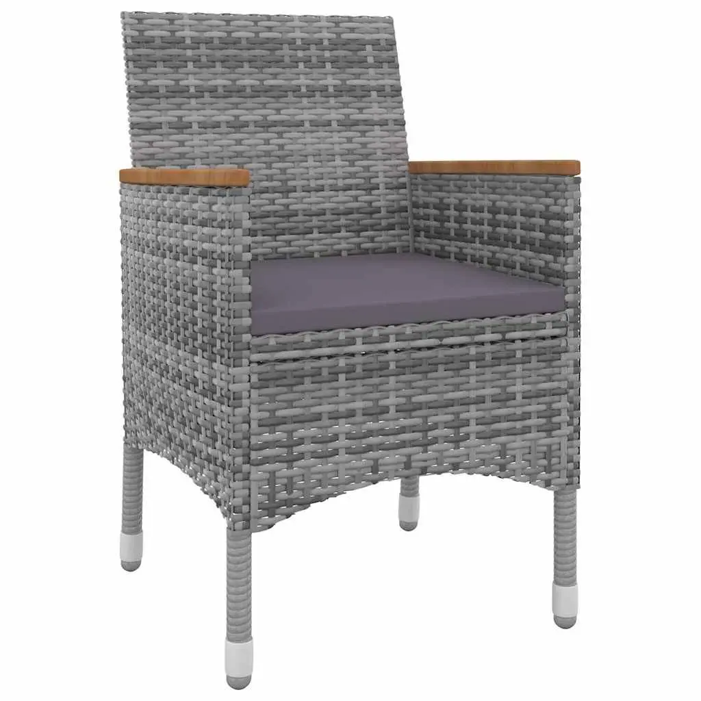 Garden Dining Set 5 Piece Outdoor Furniture Grey Poly Rattan Glass Table Chairs