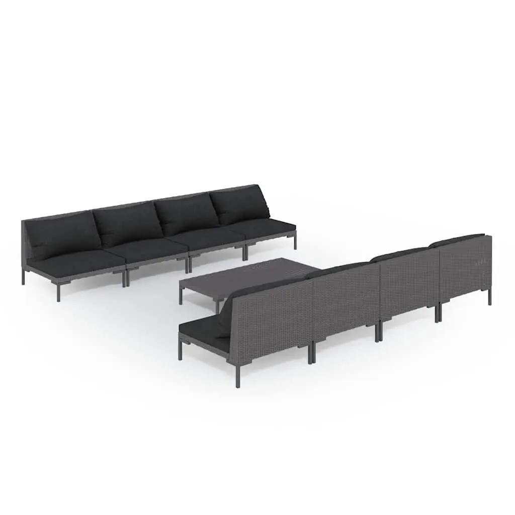 Garden Lounge Set 9 Piece Outdoor Patio Furniture Grey Rattan