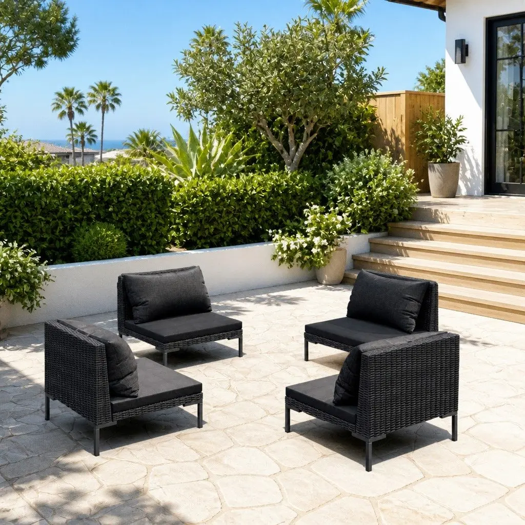 4 Piece Garden Lounge Set Weather Resistant with Cushions Grey