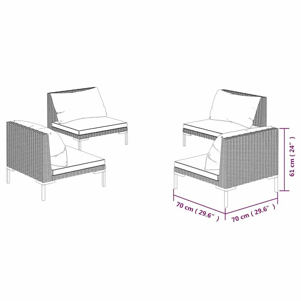 4 Piece Garden Lounge Set Weather Resistant with Cushions Grey