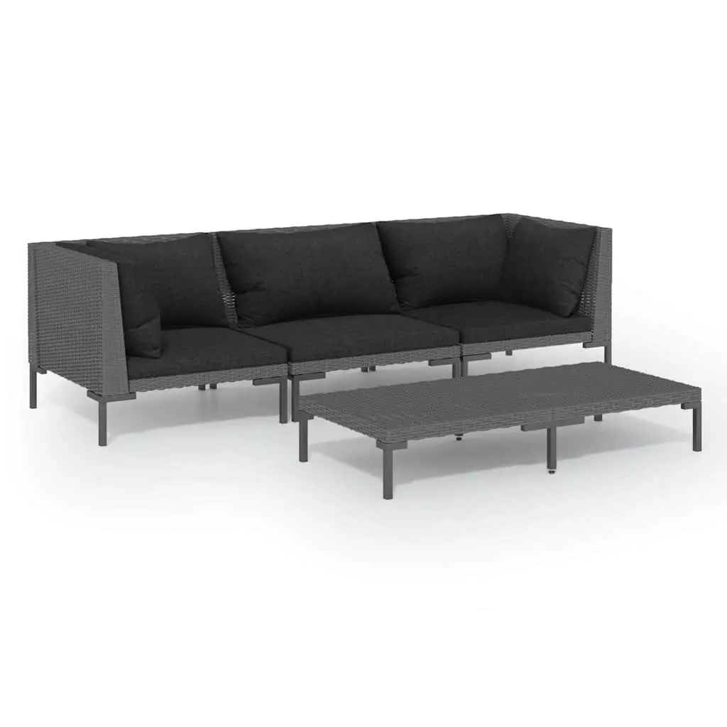4 Piece Garden Lounge Set Outdoor Patio Furniture Weather Resistant Grey Cushions Sofa