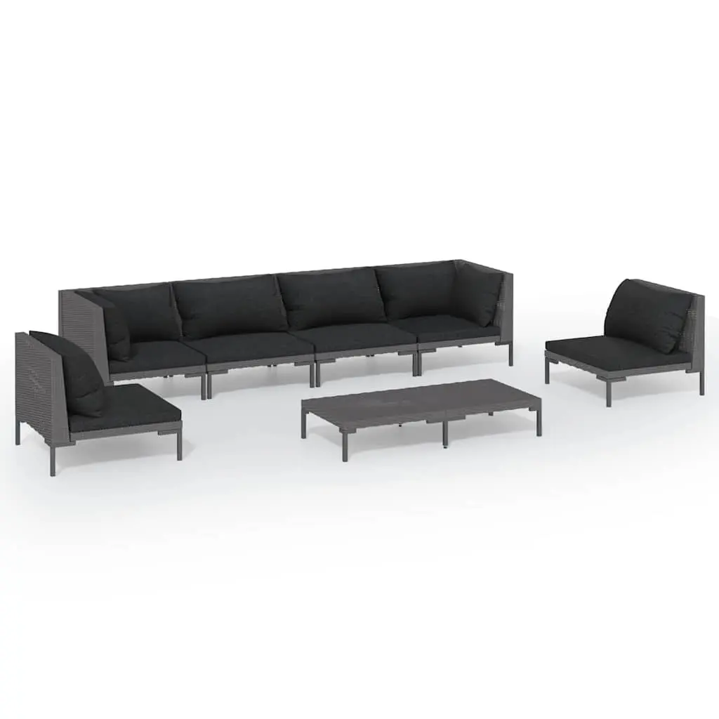 Garden Lounge Set 7 Piece Grey Rattan Outdoor Furniture with Cushions