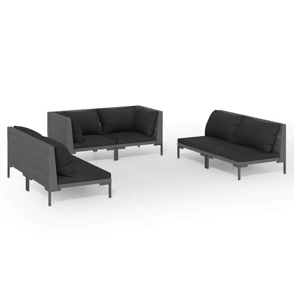 Garden Lounge Set 6 Piece Outdoor Furniture Poly Rattan Patio Sofa Grey