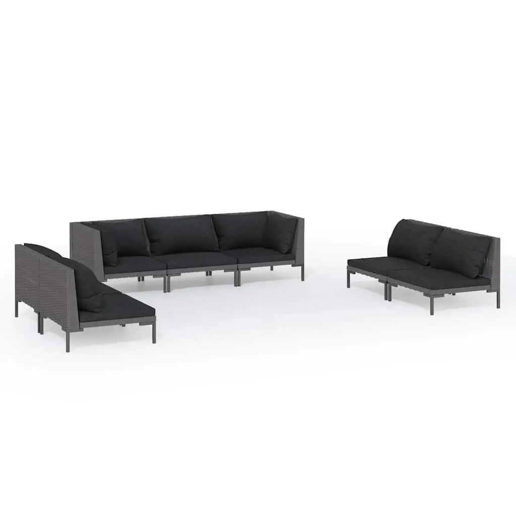 7 Piece Garden Lounge Set Outdoor Patio Furniture Grey Rattan