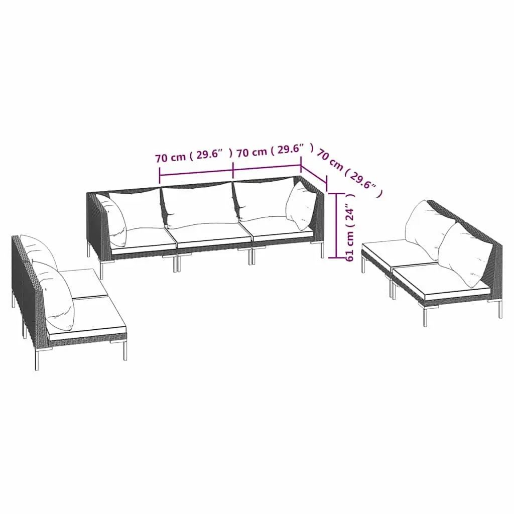 7 Piece Garden Lounge Set Outdoor Patio Furniture Grey Rattan