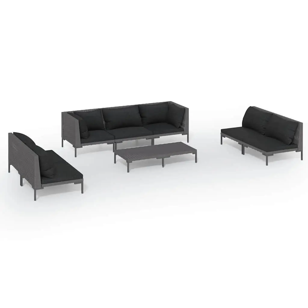 Garden Lounge Set 8 Piece Grey Rattan Sofa with Cushions