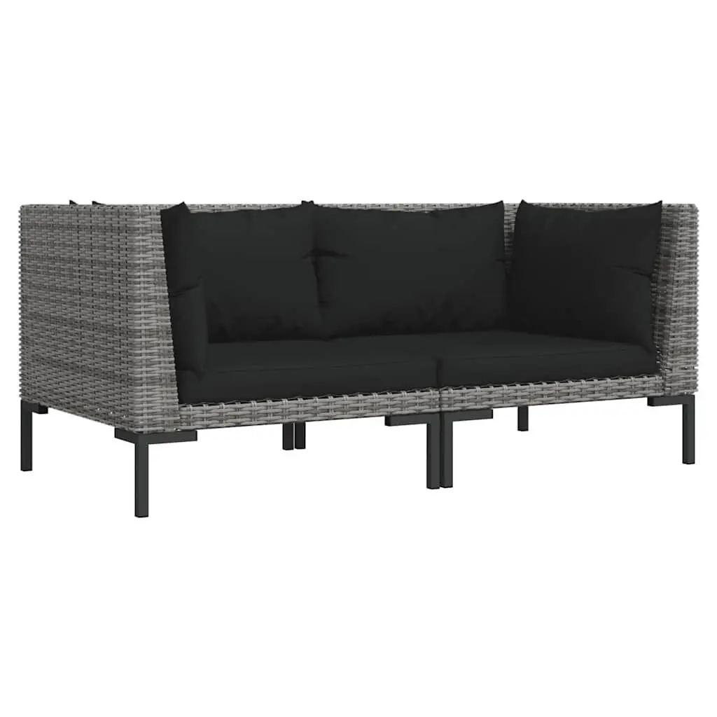 Garden Lounge Set 7 Piece Grey Rattan Outdoor Furniture with Cushions