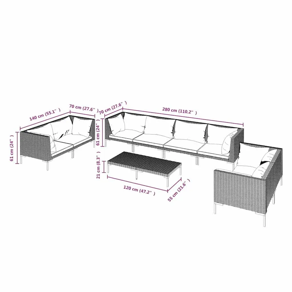9-Piece Lounge Set for Outdoor Spaces