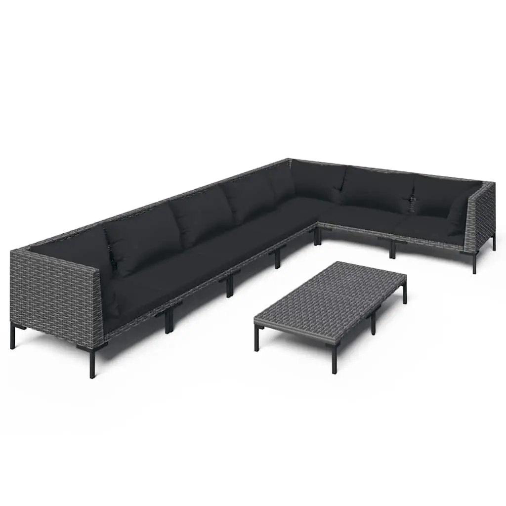 8 Piece Garden Lounge Set with Cushions Outdoor Patio Furniture Poly Rattan Grey