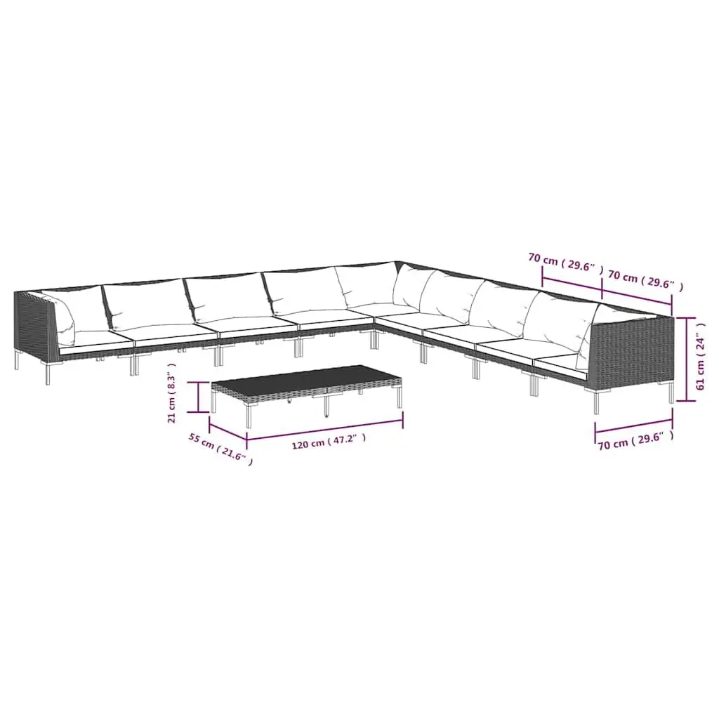 10 Piece Garden Lounge Set