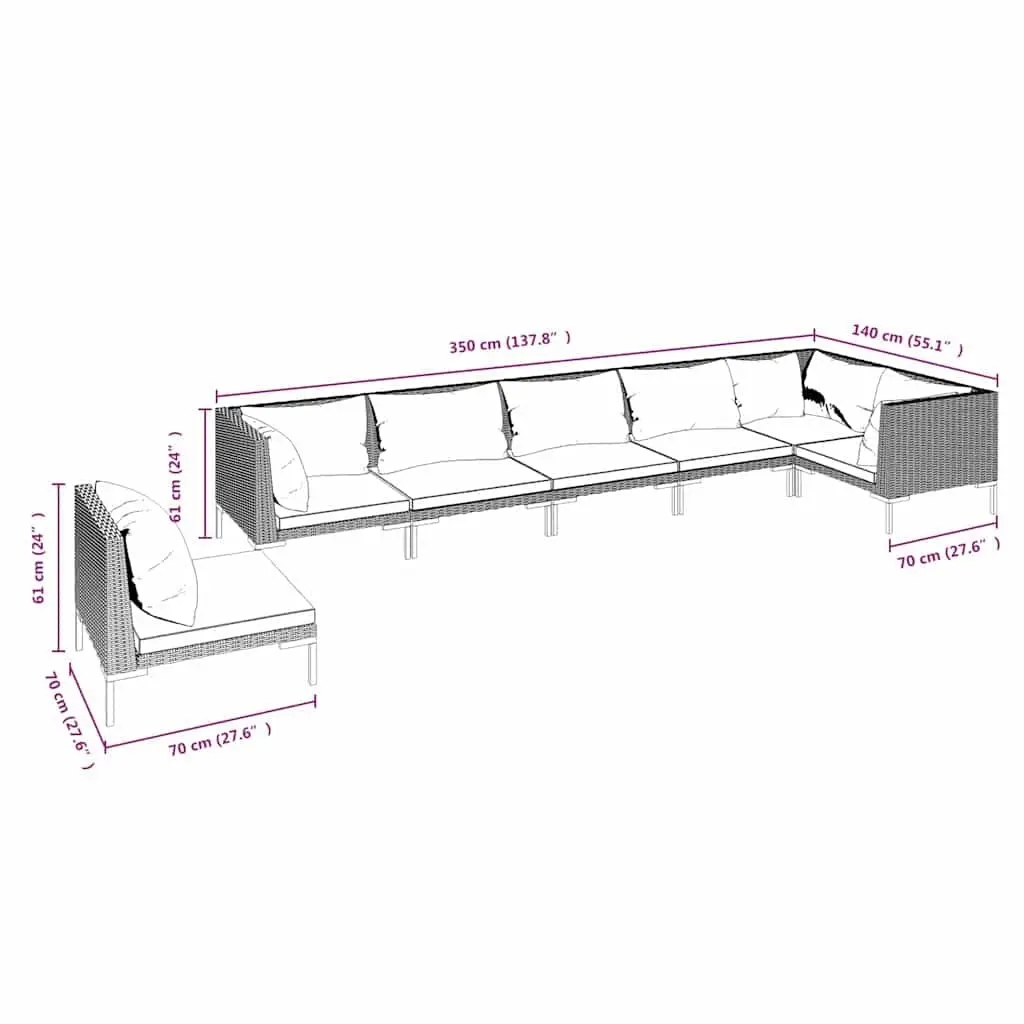 7 Piece Garden Lounge Set with Cushions