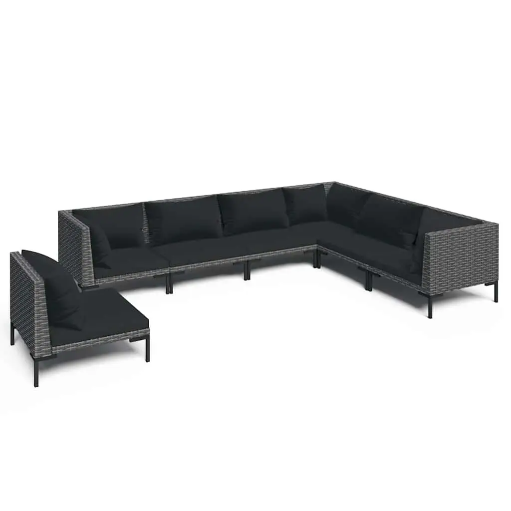 7 Piece Garden Lounge Set Outdoor Patio Furniture with Cushions Grey Rattan Sofa