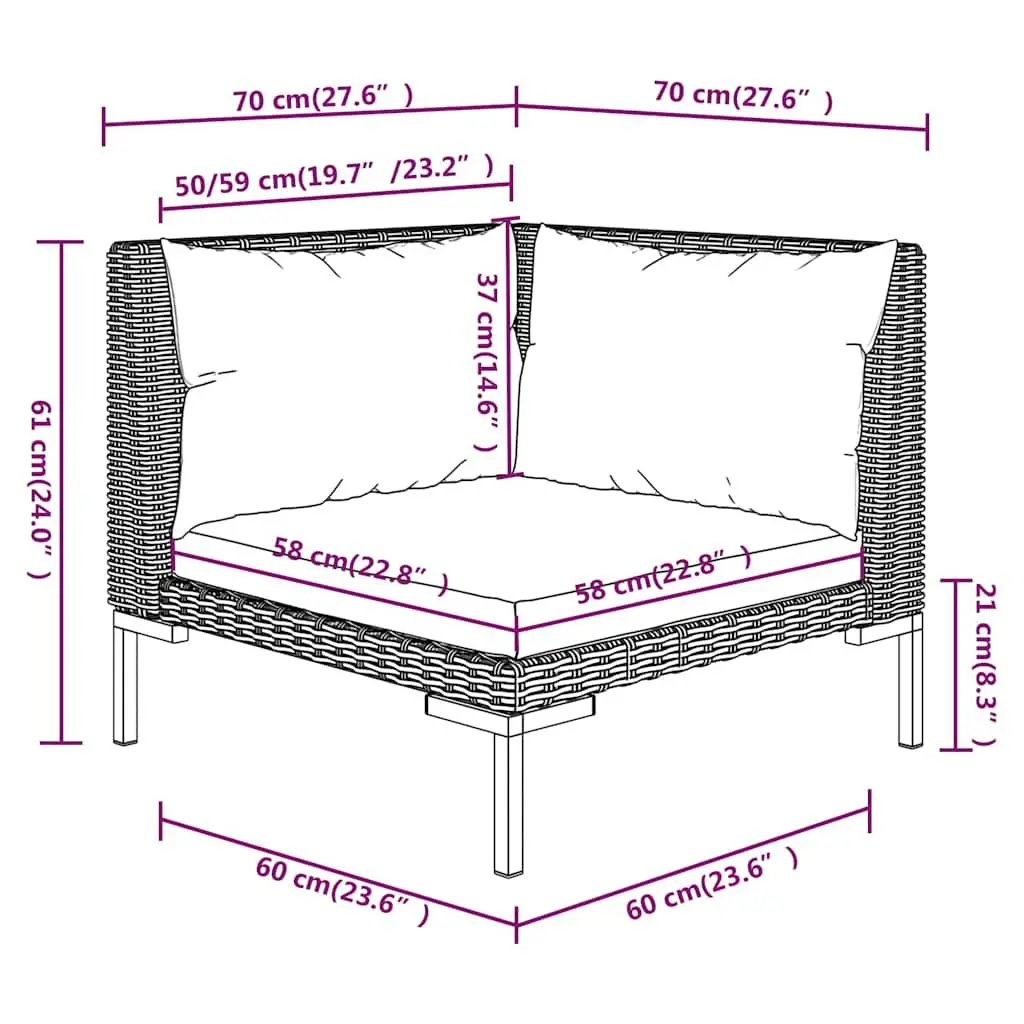 8 Piece Garden Lounge Set PE Rattan Outdoor Patio Furniture with Cushions Grey