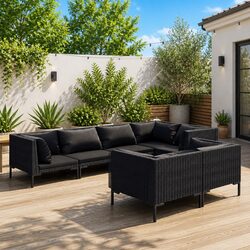 Create Comfort with a 7 Piece Garden Lounge Set with Cushions