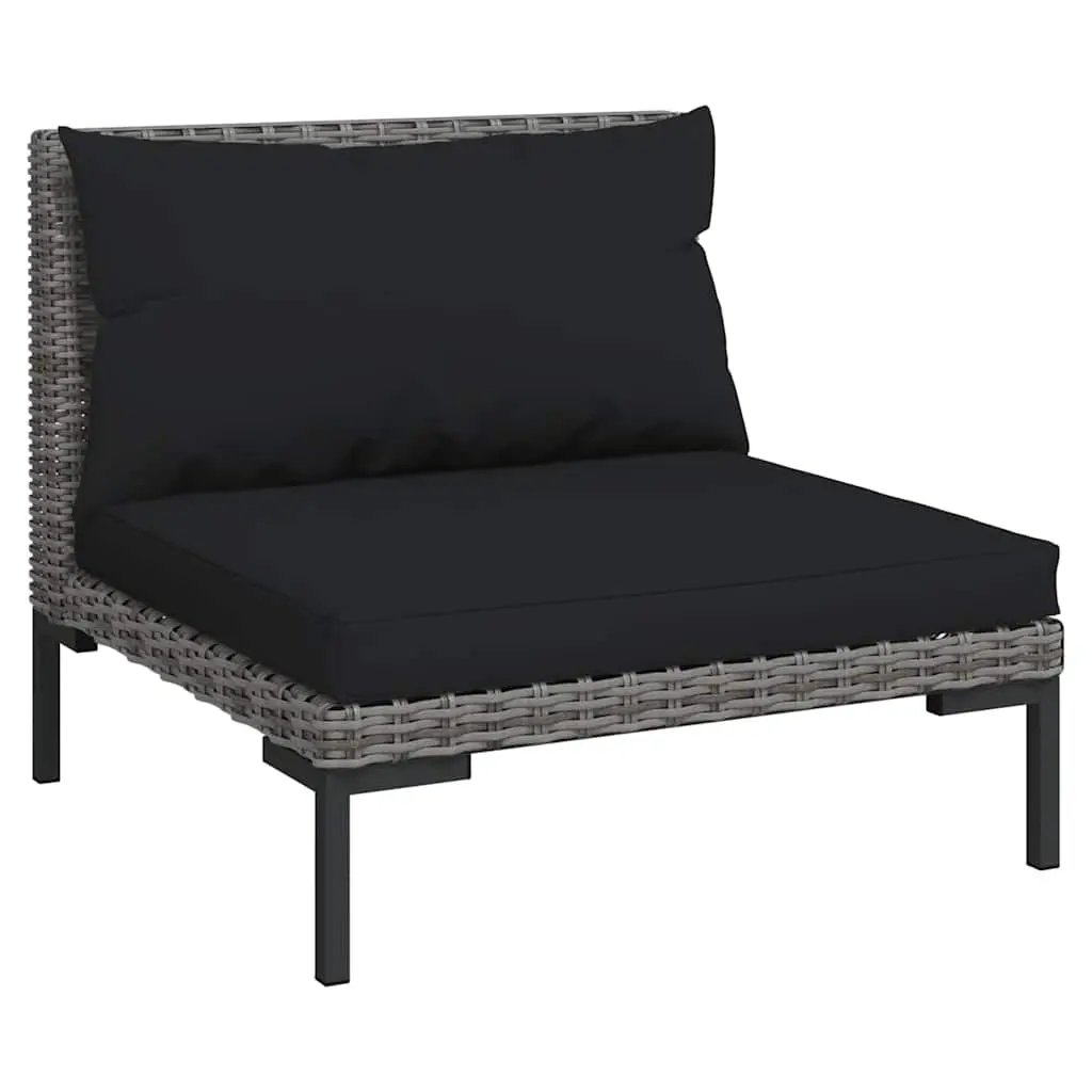 8 Piece Garden Lounge Set Grey Poly Rattan Cushions Outdoor Patio Furniture