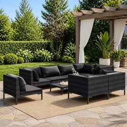 Join the Outdoor Comfort with a 9-Piece Lounge Set