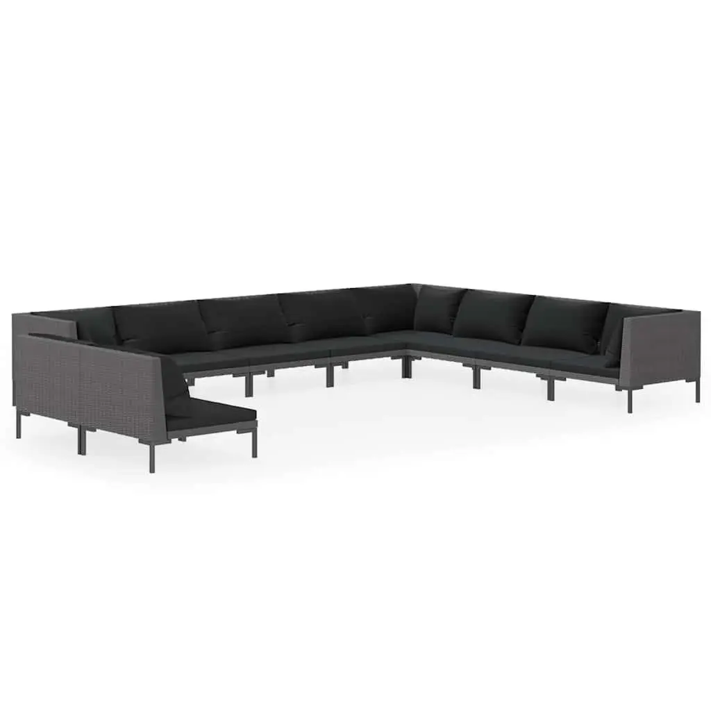 Garden Lounge Set 10 Piece Outdoor Furniture Poly Rattan Cushions Grey Patio