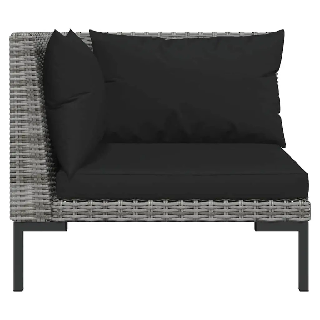 12 Piece Garden Lounge Set Grey Poly Rattan Patio Furniture with Cushions