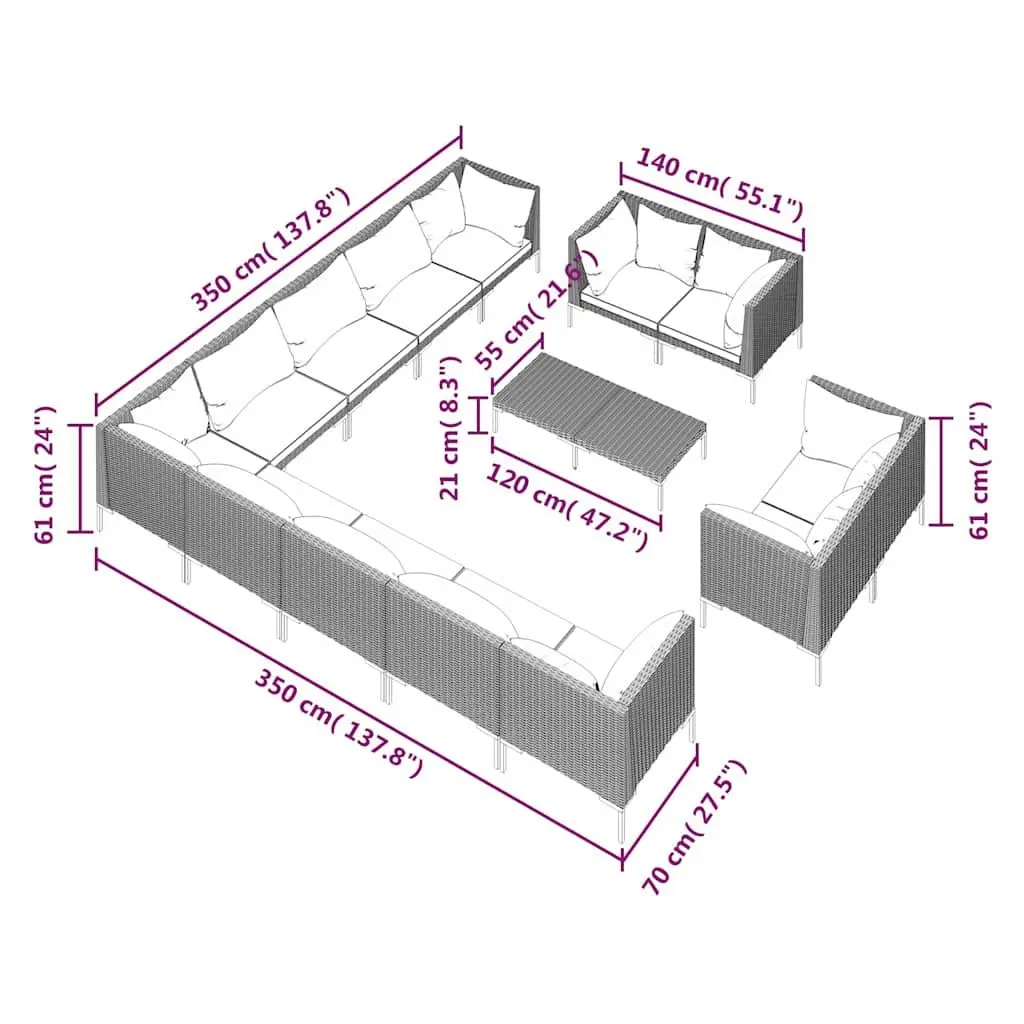 14-Piece Lounge Set for Outdoor Enjoyment