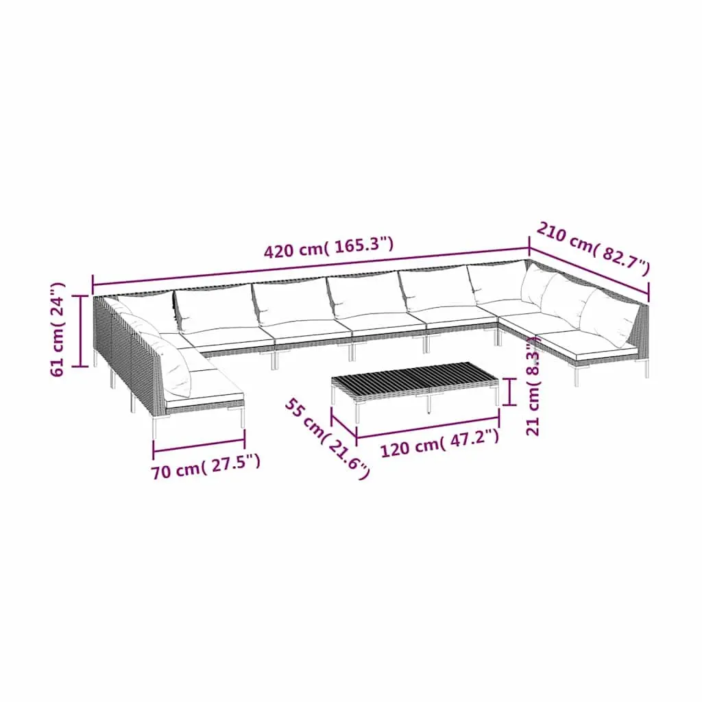 11-Piece Lounge Set for Outdoors