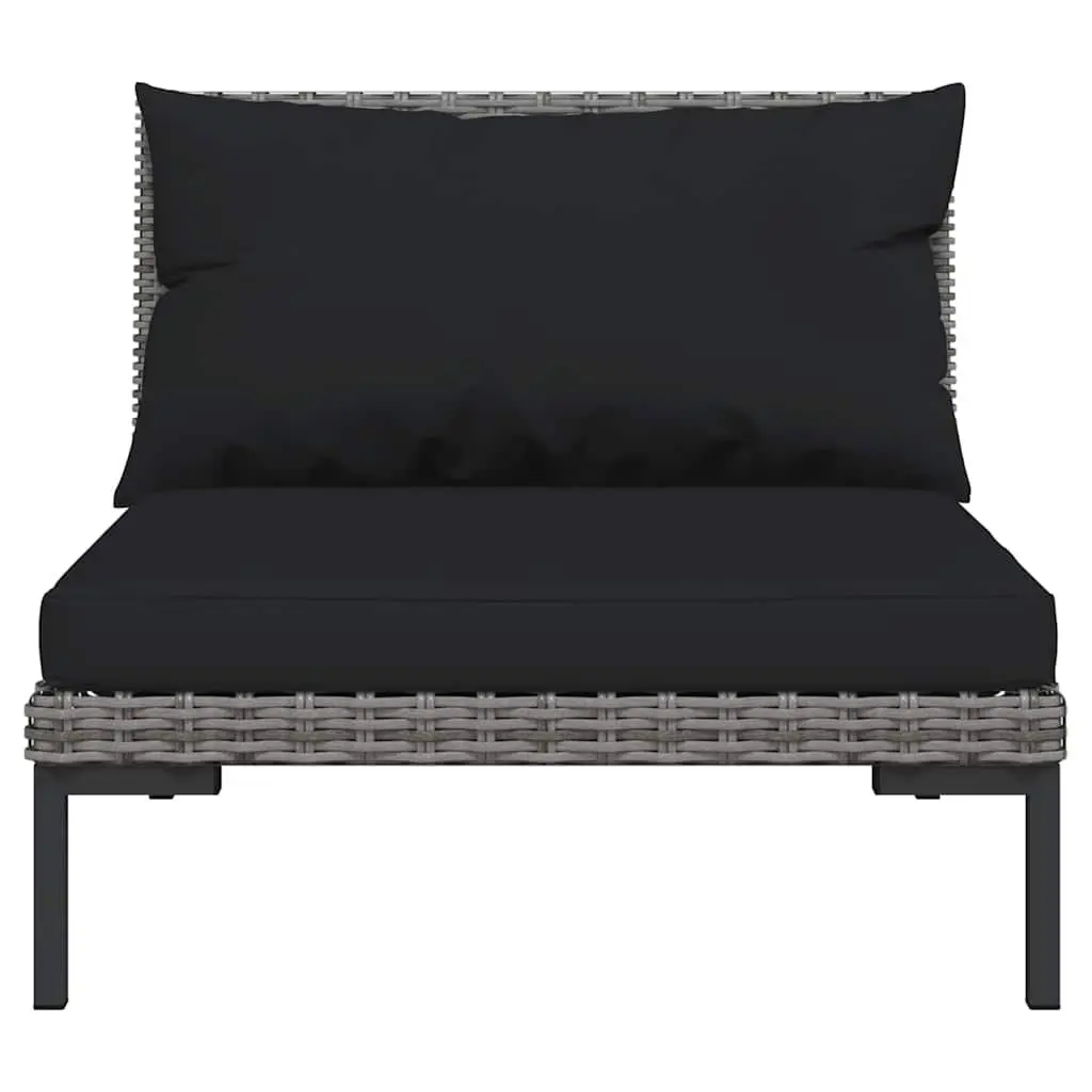 6 Piece Outdoor Lounge Set Grey Half-Round PE Rattan Patio Furniture with Cushions