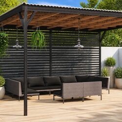 Garden Lounge Set 9 Piece Outdoor Furniture Poly Rattan Grey Cushions Patio